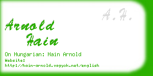 arnold hain business card